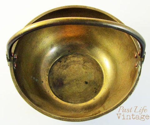Solid Brass Bowl with Handle Vintage 1960s