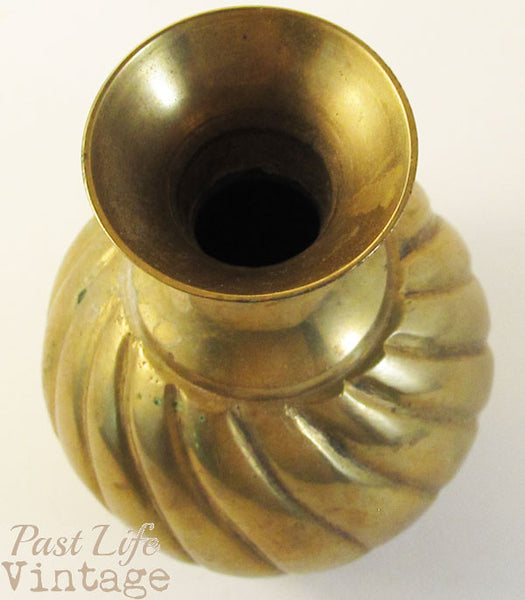 Small Solid Brass Vase Vintage 1960 Stylish Swirl Design – Past