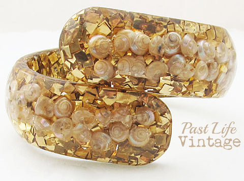 Confetti Clapper Vintage 1950s Bangle Bracelet Mid Century Jewelry