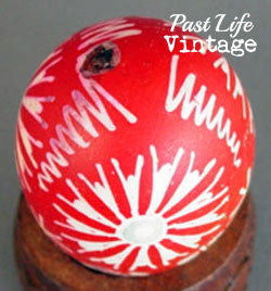 Mid Century Vintage Pysanky Easter Egg Red White