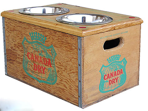 Canada Dry Vintage Wood Crate Recycled Dog Feeder Great Graphics