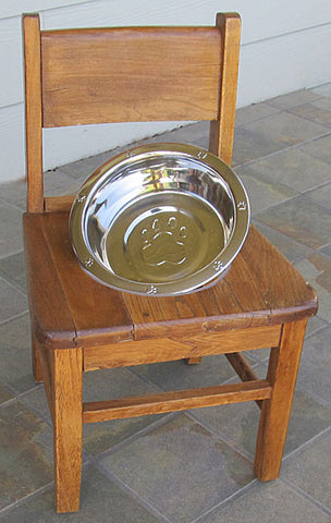Dog Feeder Retro 1950s Oak Child's Chair Eco Friendly Recycling