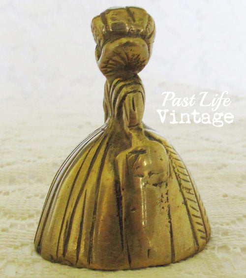 Vintage Solid Brass Figural Lady Bell Petite MidCentury Charm