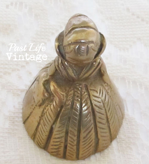 Vintage Solid Brass Figural Lady Bell Petite MidCentury Charm – Past Life  Vintage