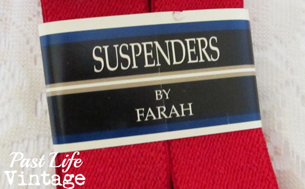 Farah Adjustable Suspenders Red Clip On NWT Vintage 1980's Free US Shi –  Past Life Vintage