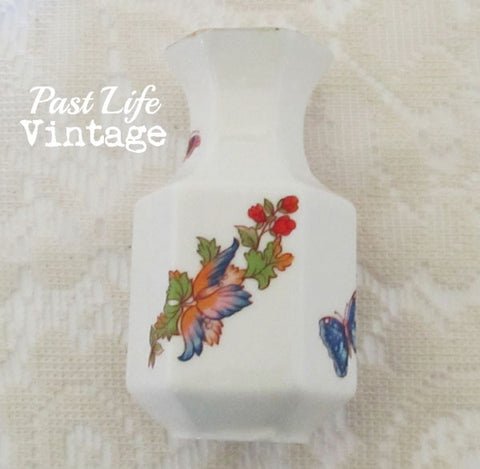 Small Vintage Bud Vase Butterfly Floral Porcelain Free Shipping