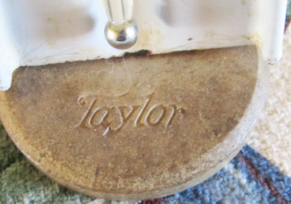 Vintage Taylor Enameled Steel Oven Thermometer Green Ceramic Base