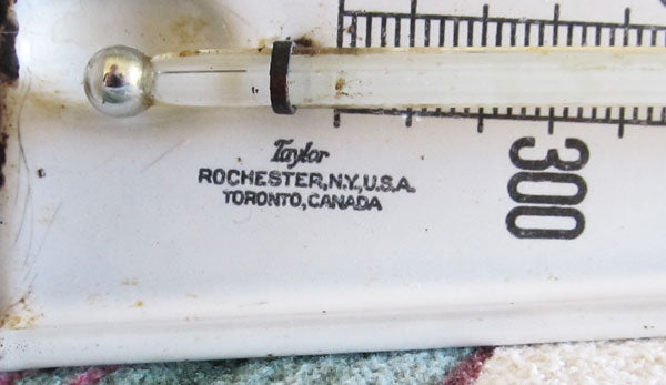 Vintage Taylor Enameled Steel Oven Thermometer Green Ceramic Base