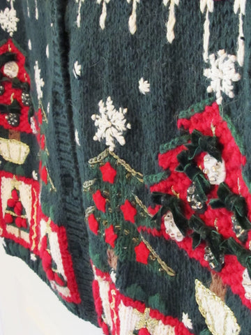 Fancy Embroidered Christmas Vest Vintage 90s Sz XL Like New Free Shipping