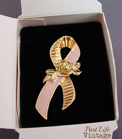 Avon Pin Pink Ribbon Rose Breast Care 1993 in Original Box