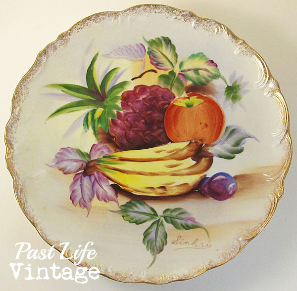 Hand Painted Porcelain Plate Fruit Vintage 1960s