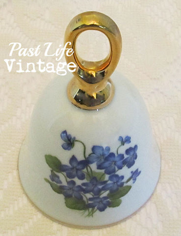Blue Violets Bell Bone China Vintage 1970s Probably Toscany