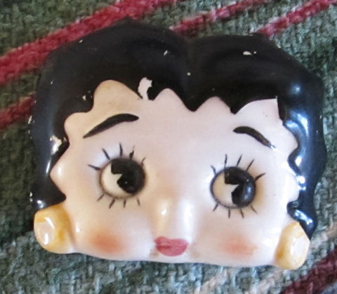 Betty Boop Porcelain Magnet Vintage 1970s