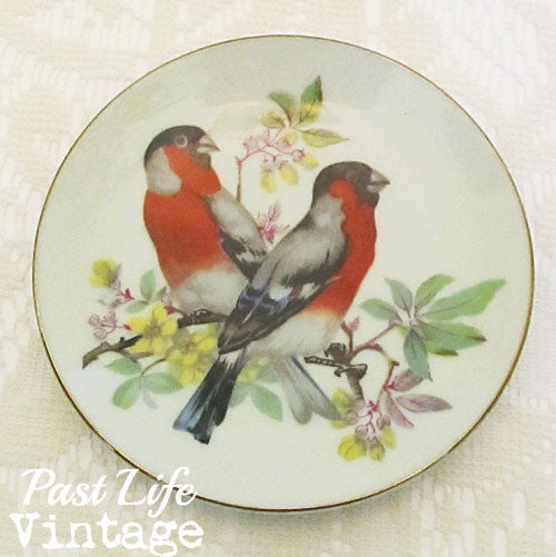 Vintage 1950 UCOG Japan Small Dish Red Birds with Label