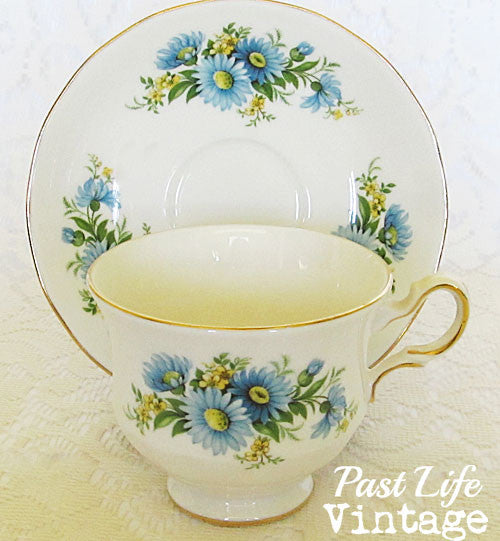 Queen Anne Bone China Cup and Saucer Blue Astor England