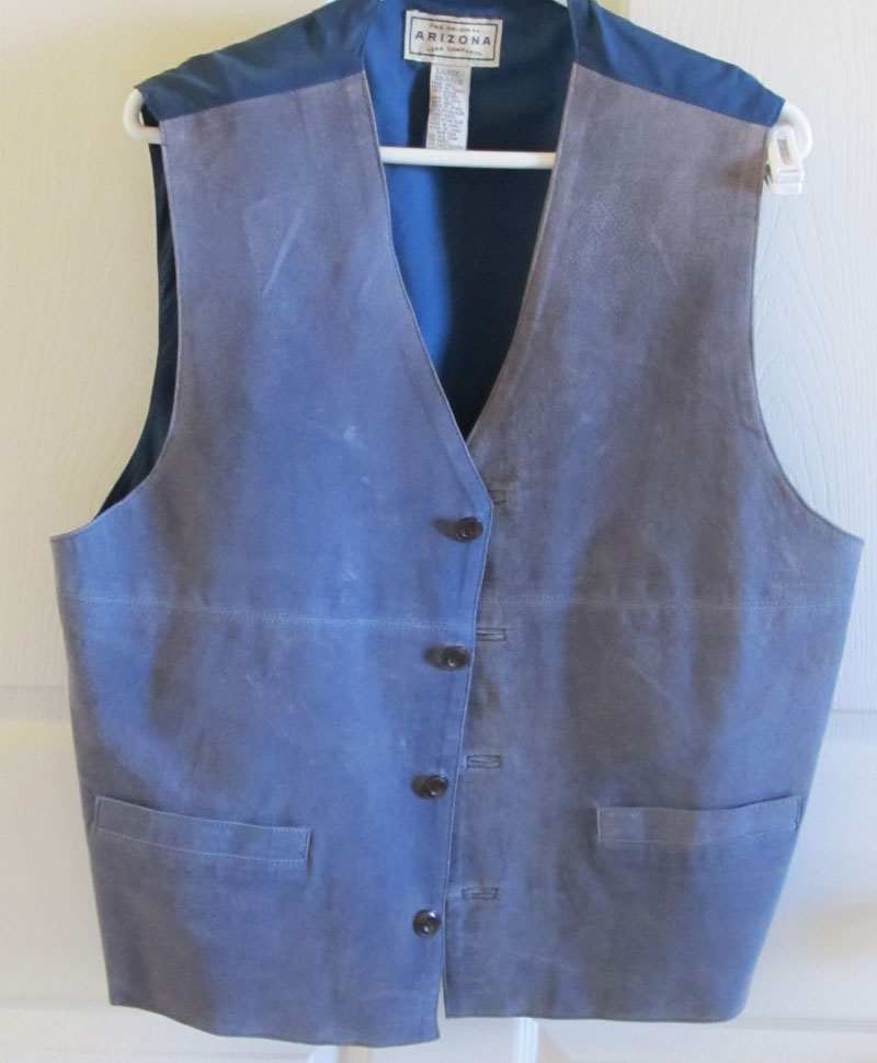 Vintage 80s Blue Suede Leather Vest Men's XL Arizona Jean Co Free