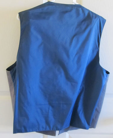 Vintage 80s Blue Suede Leather Vest Men's XL Arizona Jean Co Free Shipping