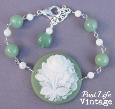 Vintage Cameo Bracelet Floral Bouquet MidCentury Handmade