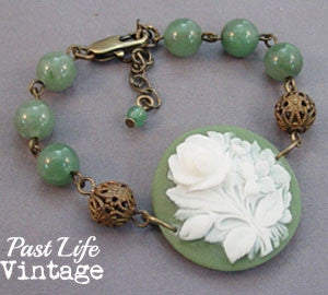 Rose Bouquet MidCentury Cameo in New Bracelet Handmade
