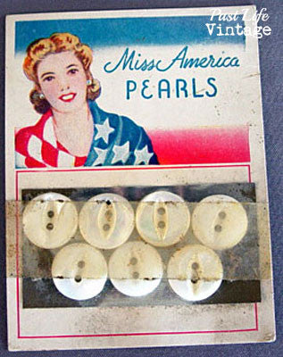 Vintage Miss America Mother of Pearl Buttons Original Color Store Card