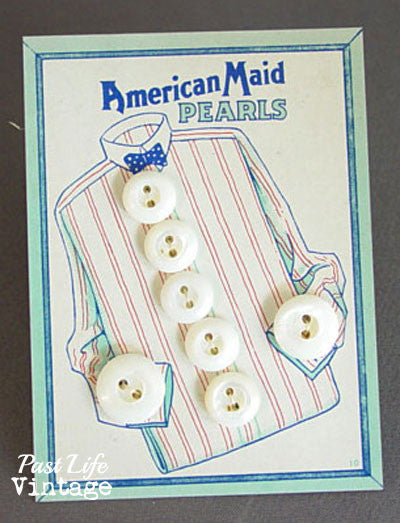 Vintage American Maid Pearls Buttons on Original Card