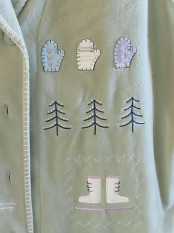 Fleece Vest Vintage 90s Like New Pale Green with Embroidery Women's 2X Free Shipping