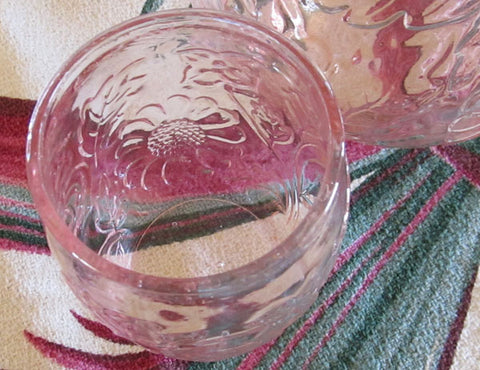Vintage Pink Depression Glass Bedside Carafe and Tumbler Set Wild Rose Free Shipping
