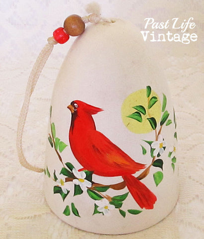 Cardinal Bird Bell Vintage Collectible Bisque Free US Shipping