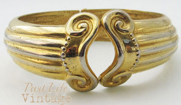 Clapper Bangle Bracelet Vintage 1980's Gold Collectible Jewelry