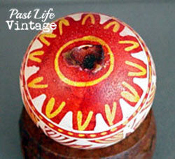 Pysanky Easter Egg Vintage 1950 Yellow and Red
