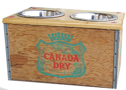 Canada Dry Vintage Wood Crate Recycled Dog Feeder Great Graphics