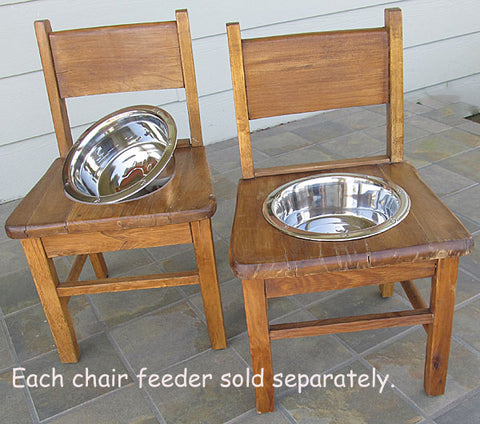Dog Feeder Retro 1950s Oak Child's Chair Eco Friendly Recycling