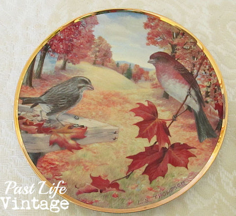 Purple Finches Plate Linda Thompson 1985 Favorite American Song Birds