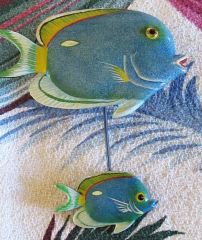 2 Large Tropical Fish Magnets Vintage 1980s Aquatic Beach Collectibles