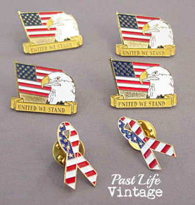 Set of 6 USA Patriotic Flag Lapel Pins 2001
