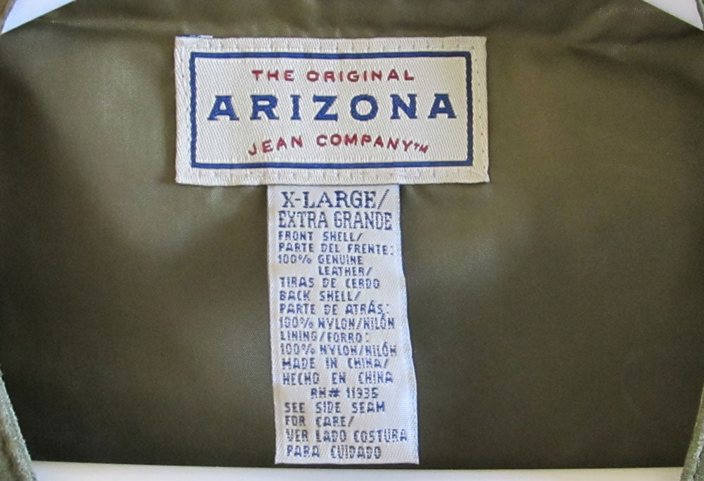 Green Suede Leather Men's Vest XL 1980s Arizona Jean Company Free Ship ...