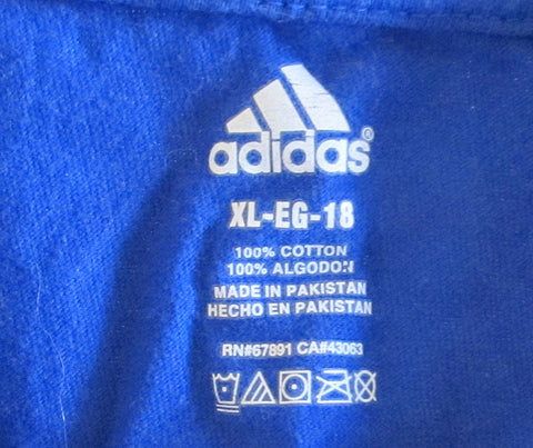 Vintage 90s KU Jayhawks Adidas T-shirt XL Royal Blue Free Shipping