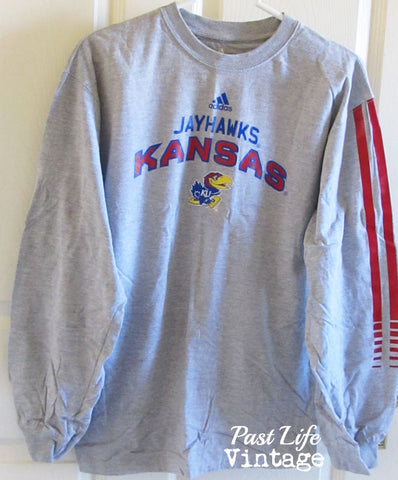 Vintaqe 90s KU Jayhawks Long Sleeved T-shirt XL Adidas Free Shipping