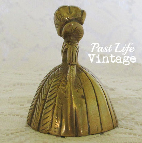 Vintage Solid Brass Figural Lady Bell Petite MidCentury Charm