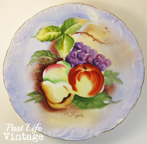 Norcrest Fruit Plate Hand Painted Japan Gold Trim 1950s