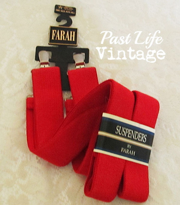 Farah Adjustable Suspenders Red Clip On NWT Vintage 1980's Free US Shi –  Past Life Vintage