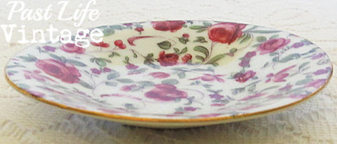 Red Roses Footed Demitasse Cup Saucer Vintage 1950's Porcelain