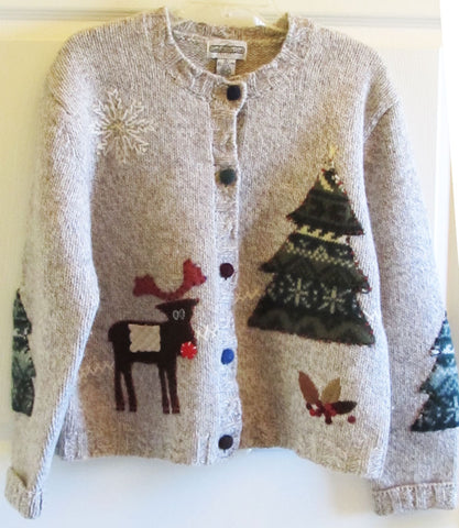 Vintage 90s Christmas Cardigan Sweater Sz L Like New Cambridge Dry Goods Free Shipping