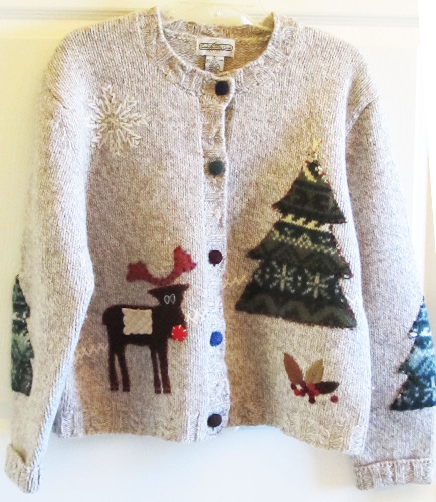 Vintage 90s Christmas Cardigan Sweater Sz L Like New Cambridge Dry Goods Free Shipping